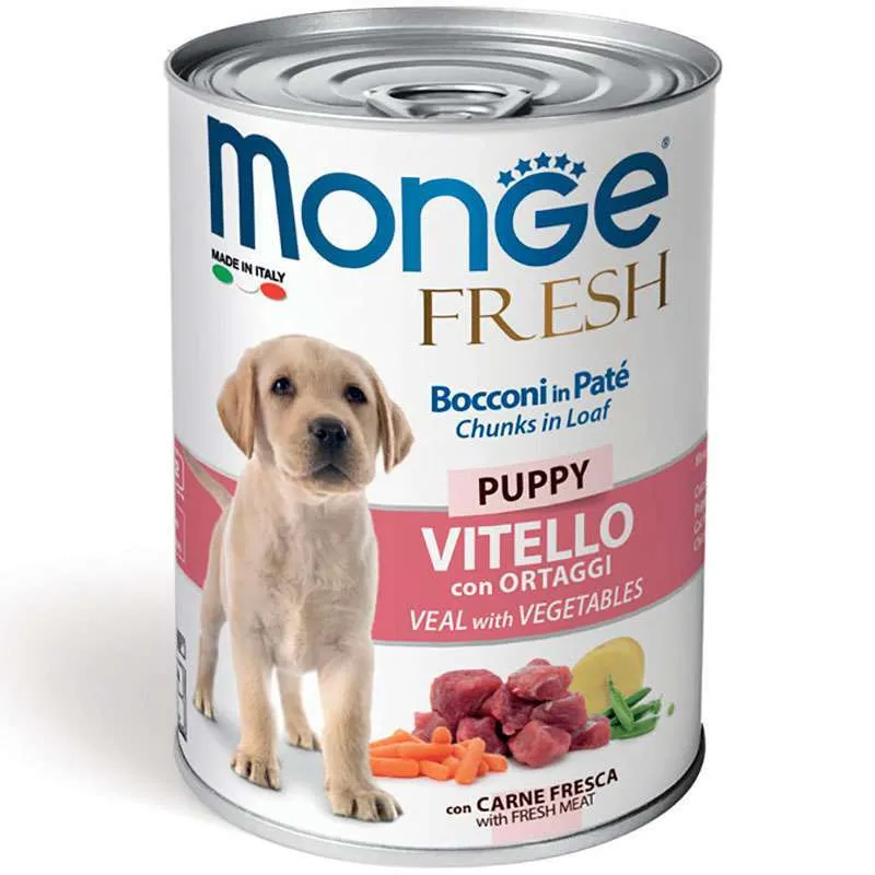 Monge Dog Wet FRESH Puppy Veal with Vegetables вологий корм з кусочків телятини та овочами для цуценят (шматочки в паштеті) - 400 г