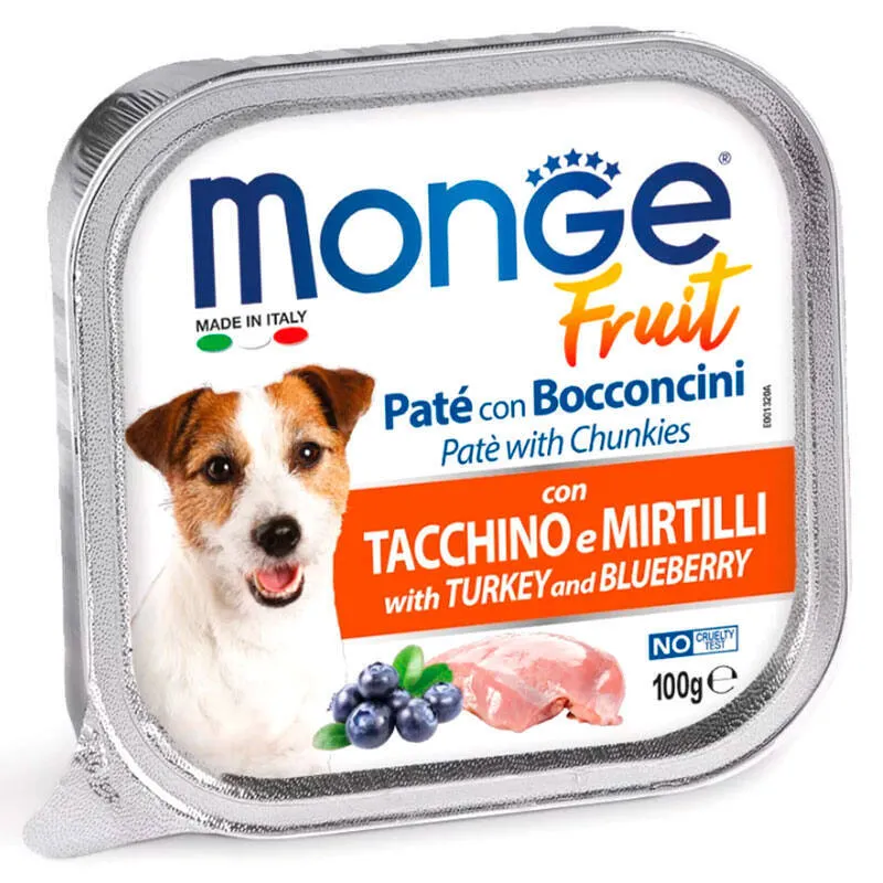 Monge Dog Wet FRUIT Turkey&Blueberry влажный корм с мясом индейки и черникой для собак (паштет) – 100 г