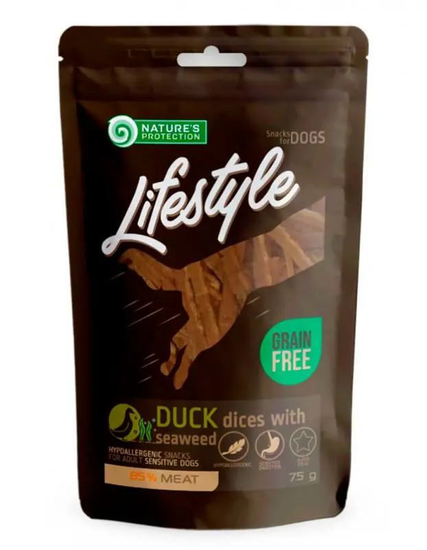 Nature's Protection Lifestyle Duck&Dices лакомство из утки и морской капусты для собак - 75 г