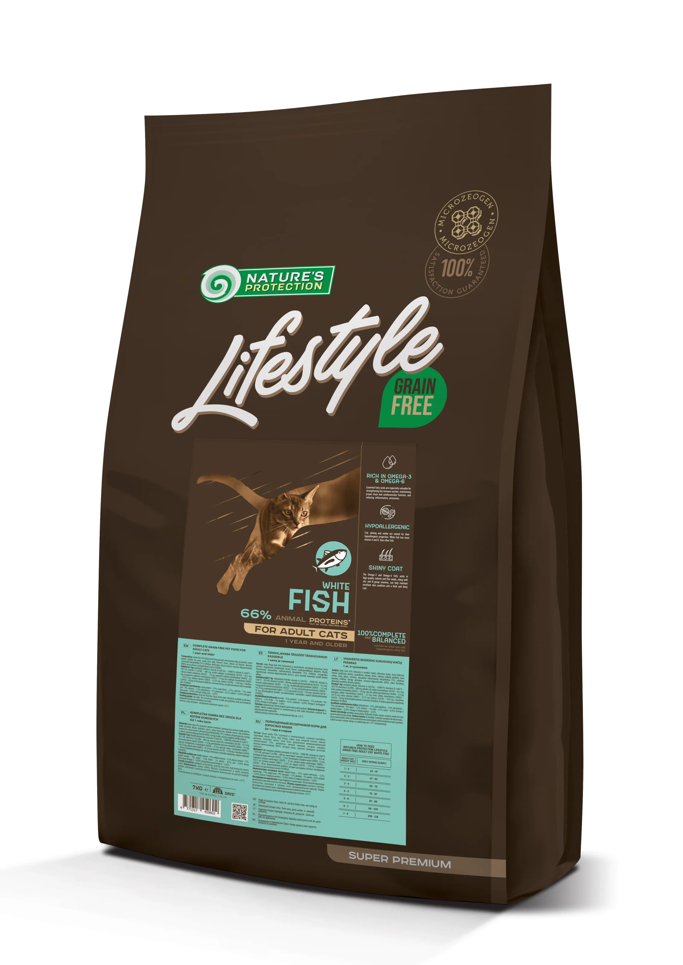 Nature's Protection Lifestyle Grain Free White Fish Adult Cat, 7 кг, беззерновой сухой корм с белой рыбой для взрослых кошек