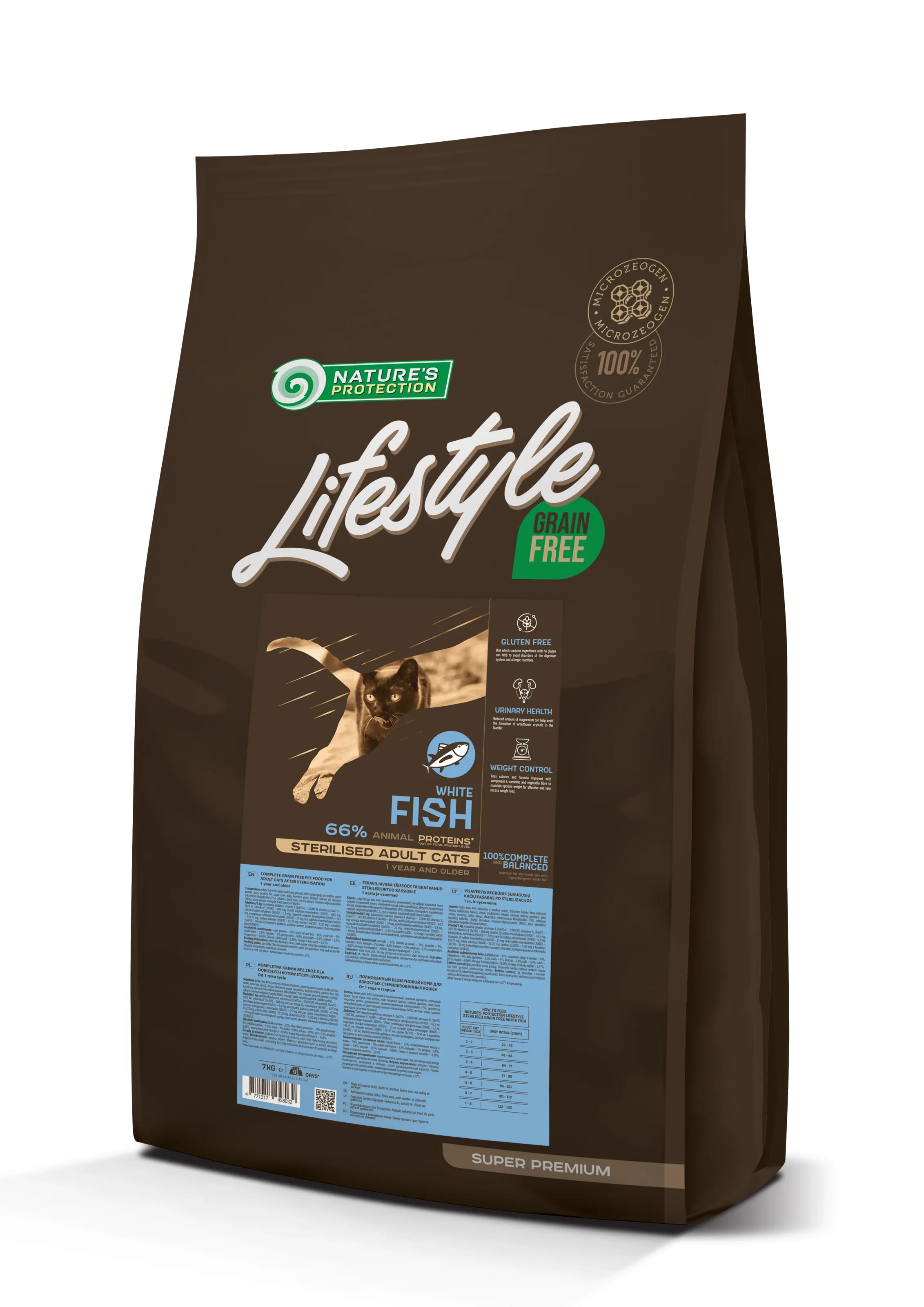 Nature's Protection Lifestyle Grain Free White Fish Sterilised Adult Cat, 7 кг, беззерновой сухой корм с белой рыбой для стерилизованных взрослых кошек