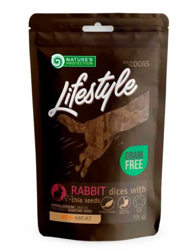 Nature's Protection Lifestyle Soft Rabbit&Chia Seeds лакомство с кроликом и семенами чиа для собак - 75 г