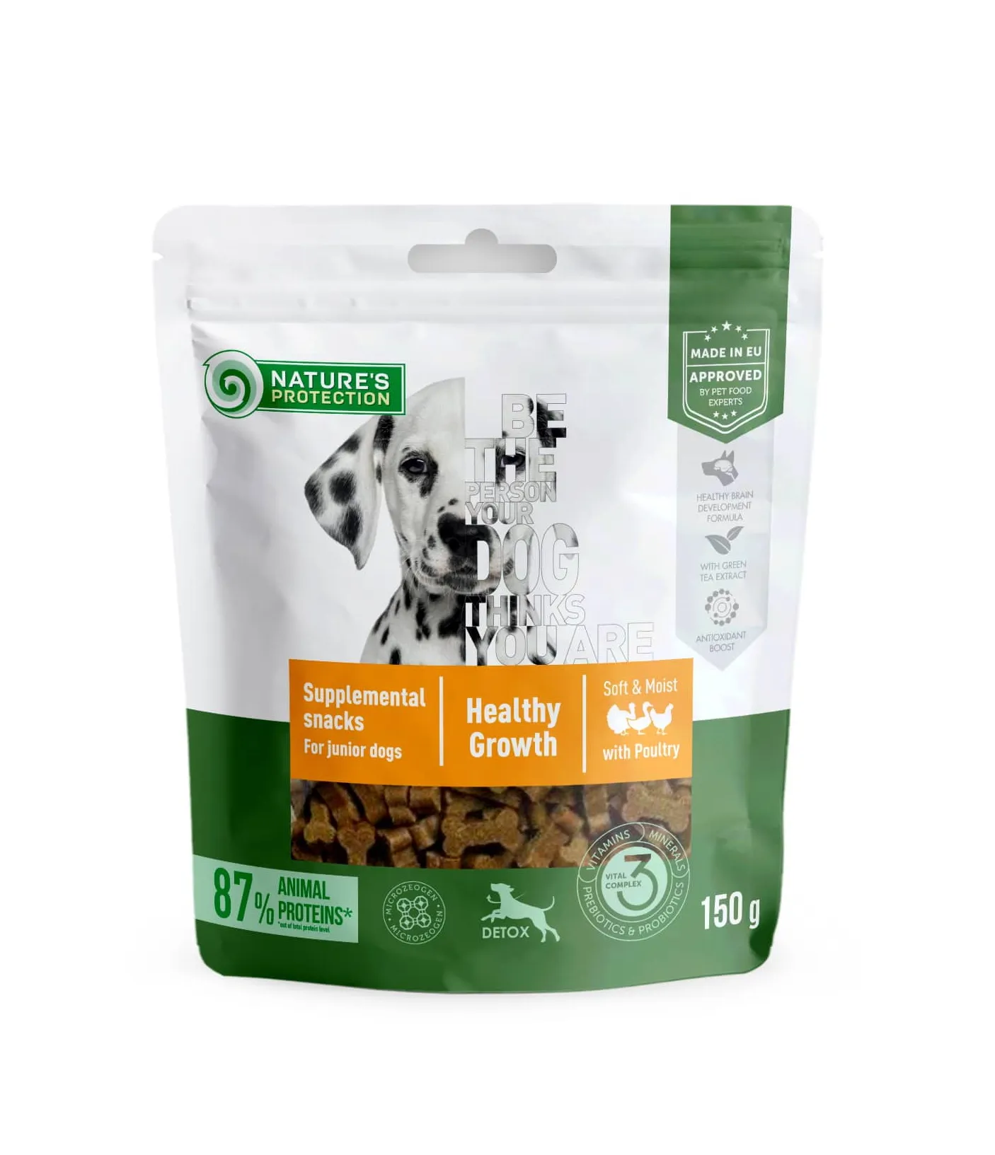 Nature's Protection Poultry Healthy Growth беззерновые лакомства в виде косточек с птицей для щенков - 150 г