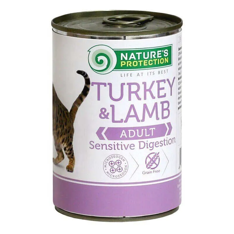 Nature's Protection Sensitive Digestion Turkey&Lamb, 400 г, влажный корм с индюком и ягненком для кошек с чувствительным пищеварением