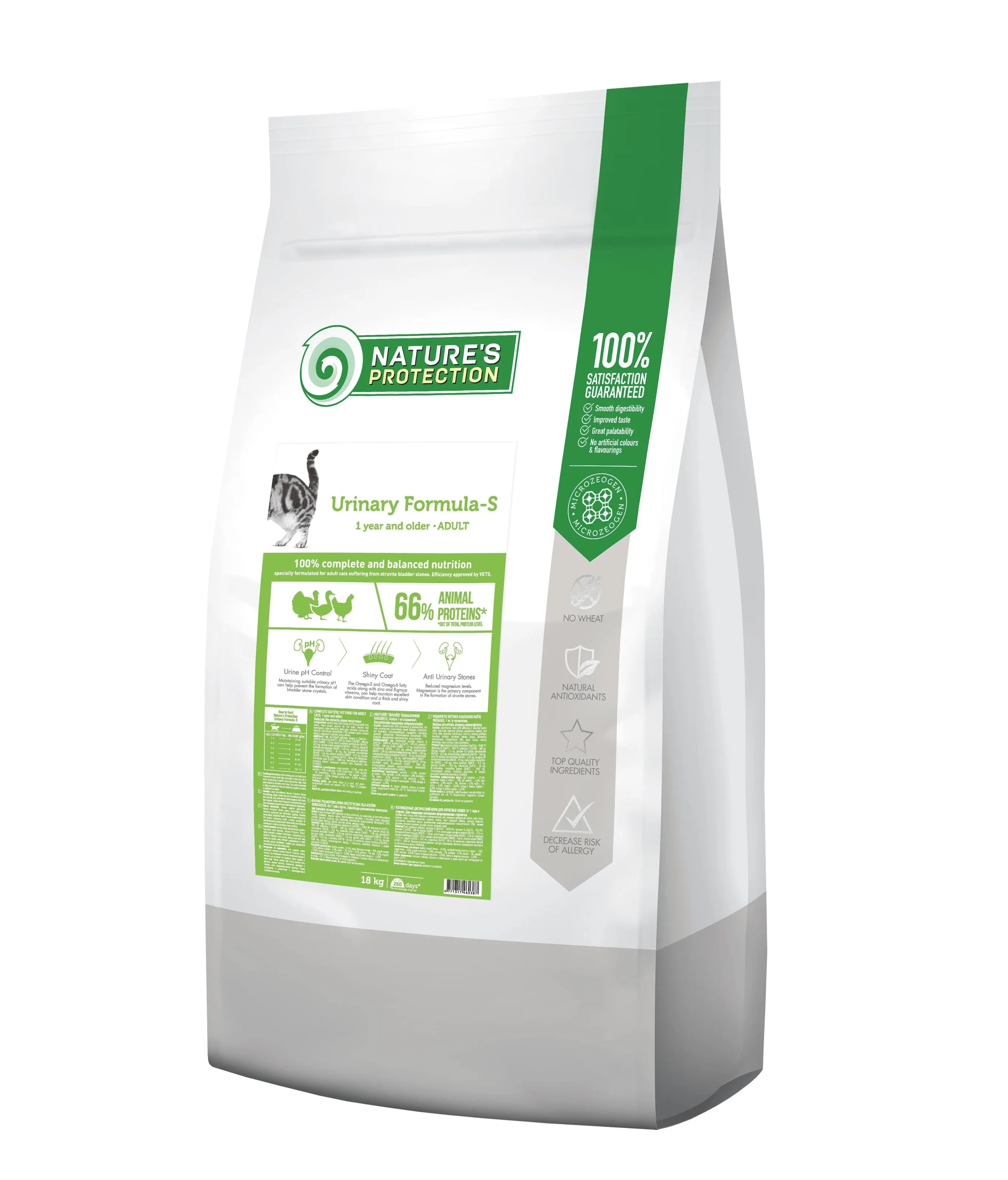 Nature's Protection Urinary Formula-S Adult сухой корм для кошек, поддержка здоровья мочеполовой системы – 18 кг