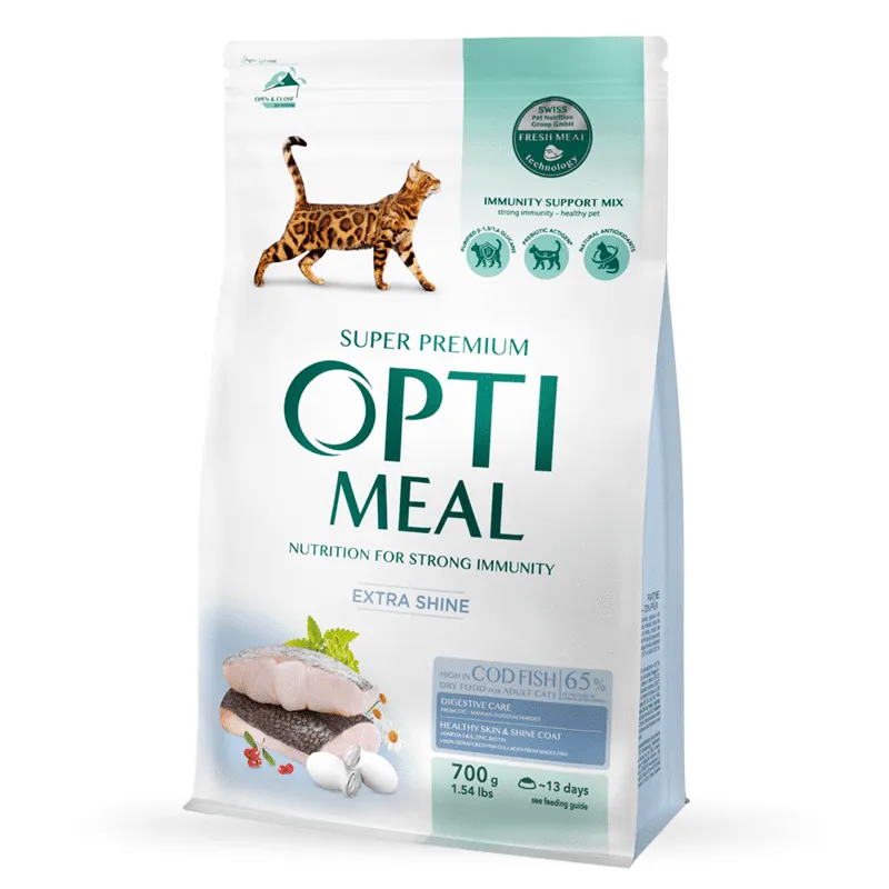 OptiMeal Adult Cat Extra Shine Codfish сухий корм з високим вмістом тріски для дорослих котів - 700 г