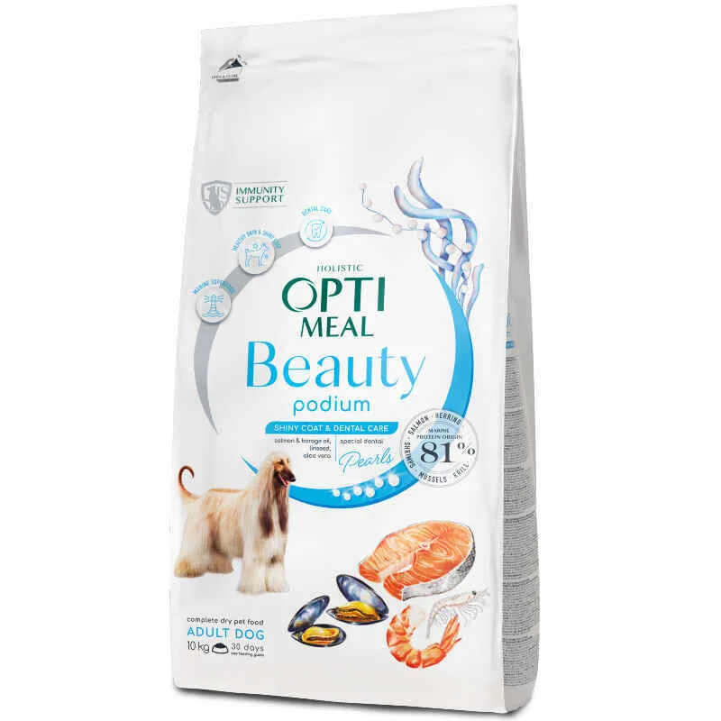 OptiMeal Beauty Podium Adult Dog сухий корм з морепродуктами для дорослих собак, блискуча шерсть та догляд за зубами - 10 кг