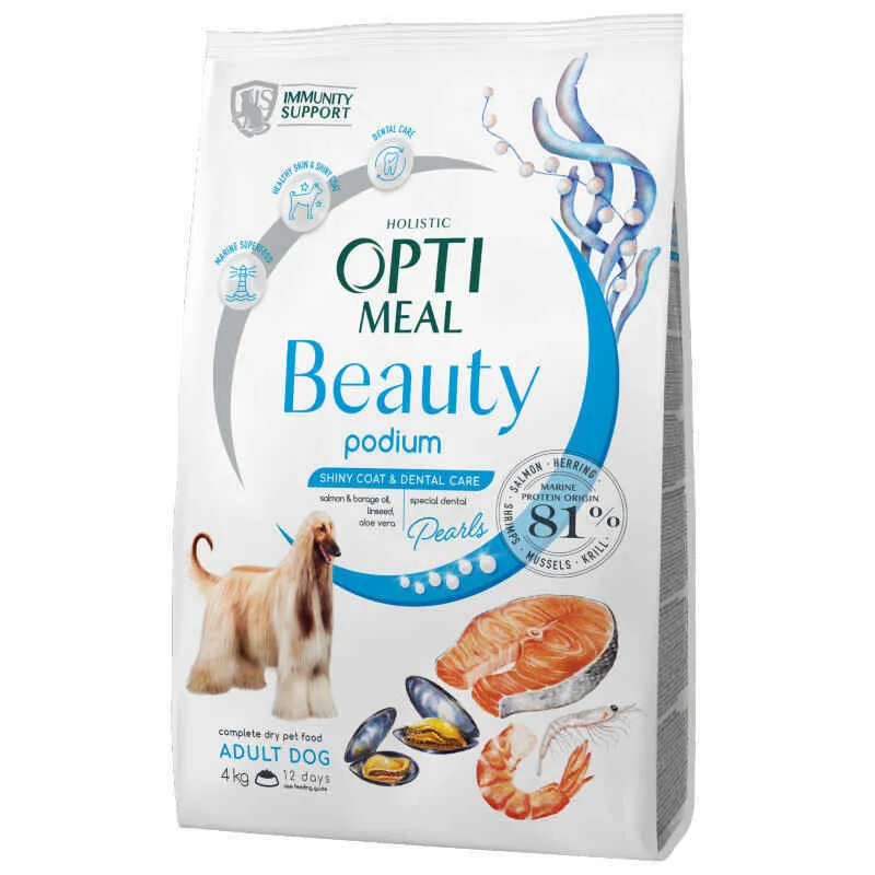 OptiMeal Beauty Podium Adult Dog сухий корм з морепродуктами для дорослих собак, блискуча шерсть та догляд за зубами - 4 кг