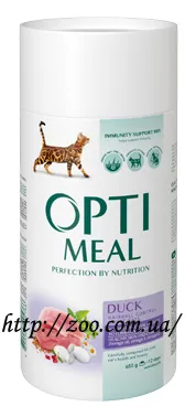 OptiMeal Duck Hairball Control Cat сухой корм с уткой для кошек, способствующий выведению шерсти – 650 г