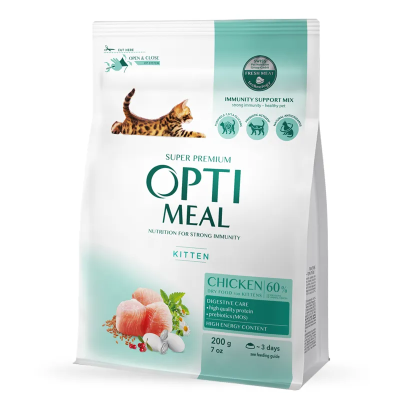 OptiMeal Kitten Chicken сухий корм з куркою для кошенят - 200 г