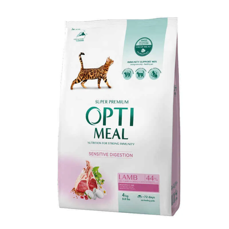OptiMeal Lamb Sensitive Digestion Cat сухой корм с ягненком для кошек с чувствительным пищеварением - 4 кг