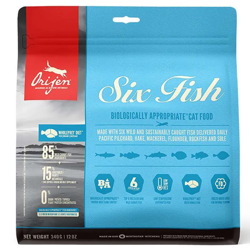 Orijen 6 Fish Cat&Kitten сухой корм из мяса 6-ти видов рыбы для кошек всех пород и всех стадий жизни – 340 г