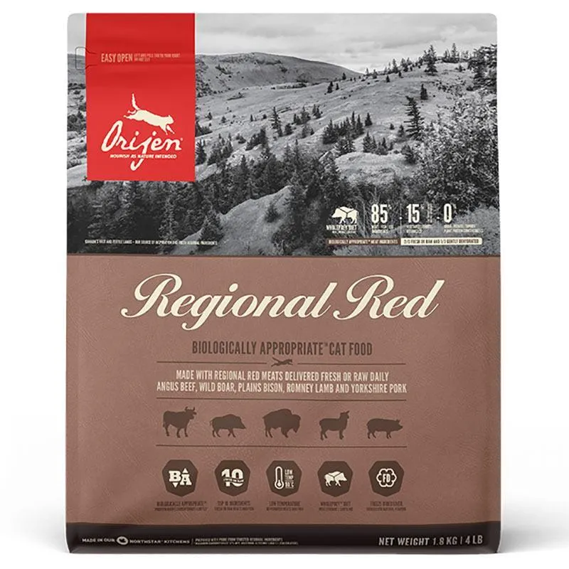 Orijen Regional Red Cat сухой корм с бизоном и кабаном для кошек и котят - 1,8 кг