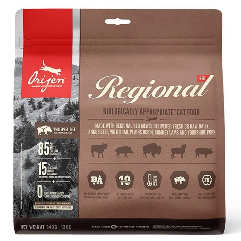 Orijen Regional Red Cat сухой корм с бизоном и кабаном для кошек и котят - 340 г