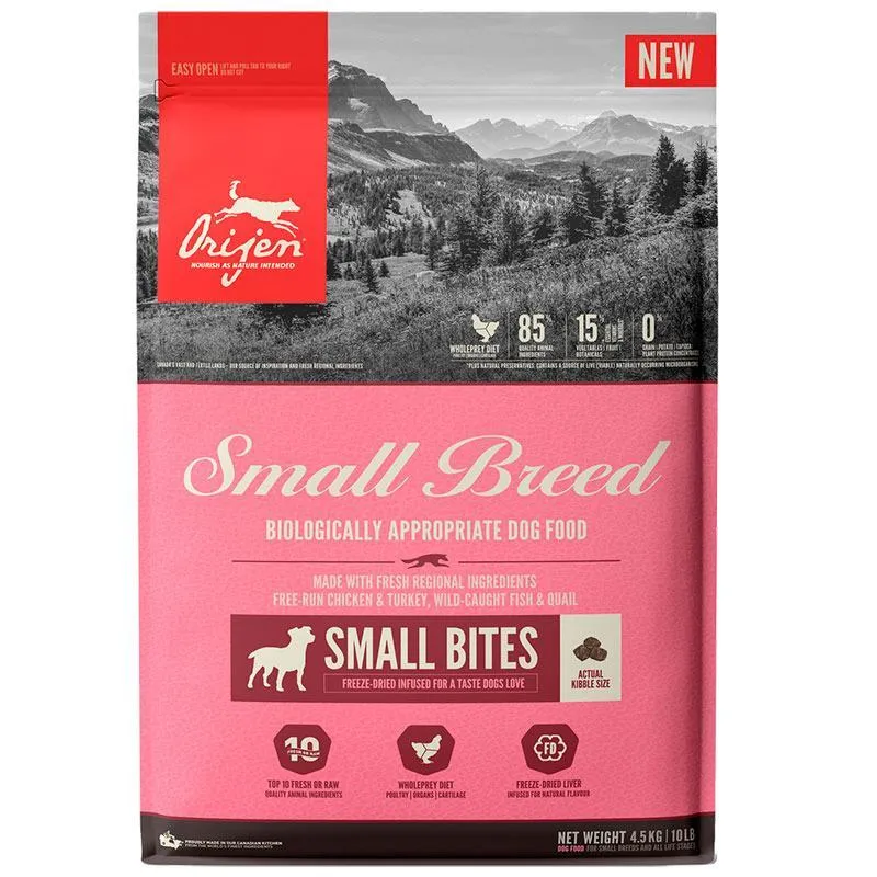 Orijen Small Breed Dog сухой корм с мясом домашней птицы и рыбой для собак малых пород в любом возрасте – 4,5 кг