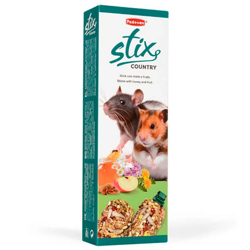 Padovan Stix Country cric/sc лакомство палочки с зернами и фруктами для грызунов - 100 г