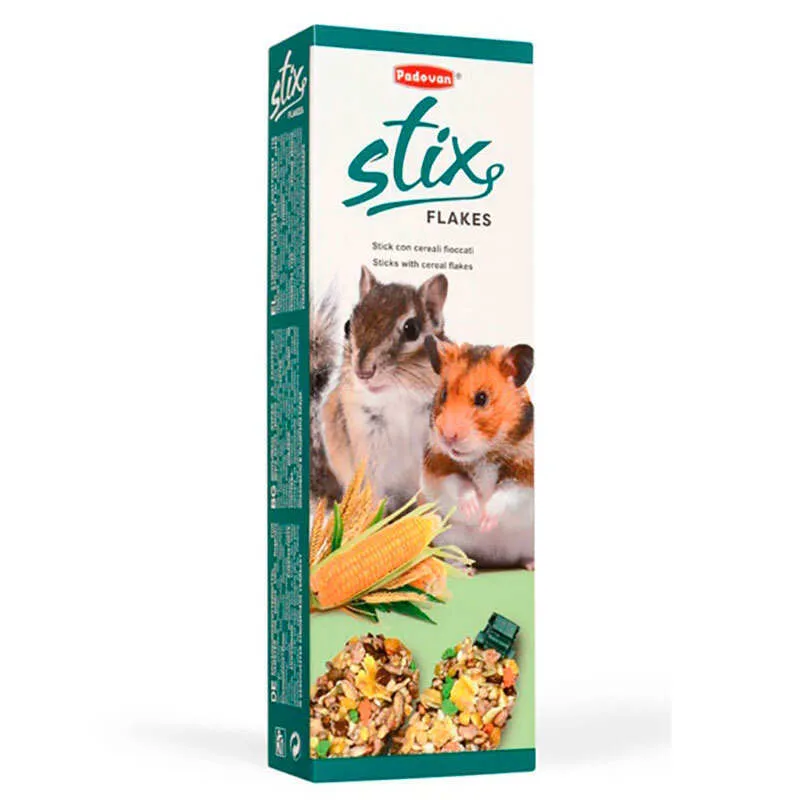 Padovan Stix Flakes Criceti лакомство палочки со злаками для небольших грызунов – 100 г