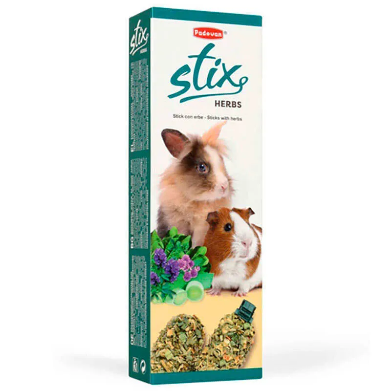 Padovan Stix Herbs Coniglietti лакомство палочки со злаками, шпинатом и люцерной для грызунов - 100 г