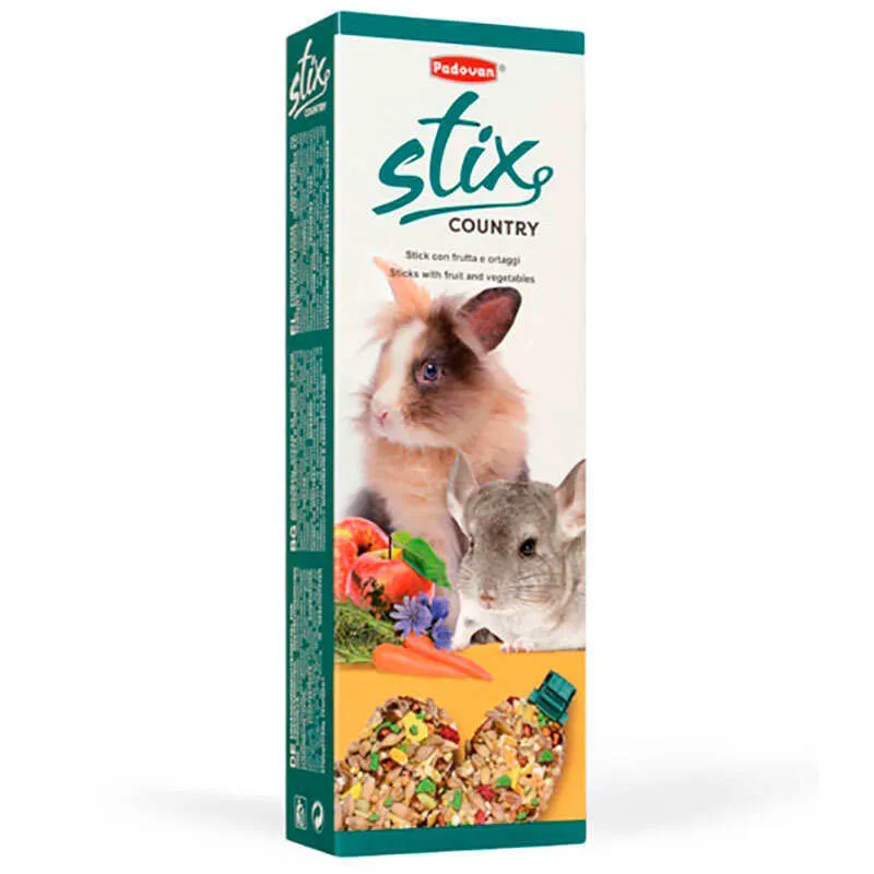 Padovan Stix Сountry con/cav лакомство палочки со злаками, овощами и фруктами для грызунов - 100 г