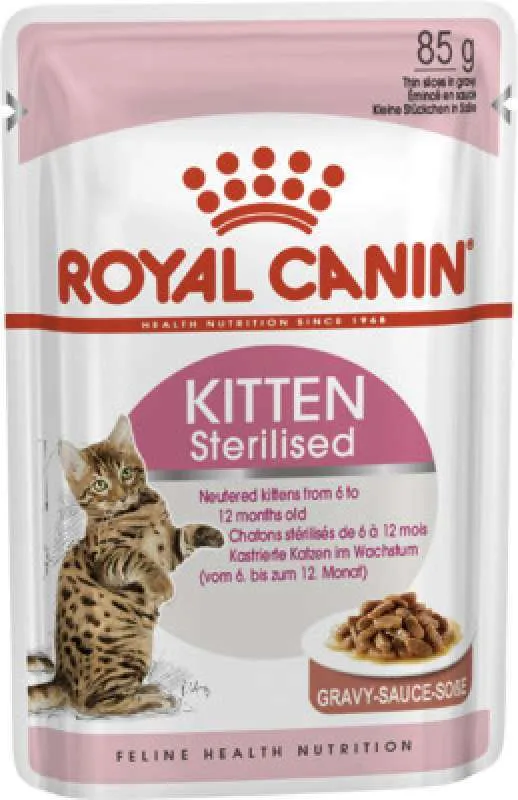 Royal Canin Kitten Sterilised консервированный корм кусочками для стерилизованных котят (кусочки в соусе) – 85 г