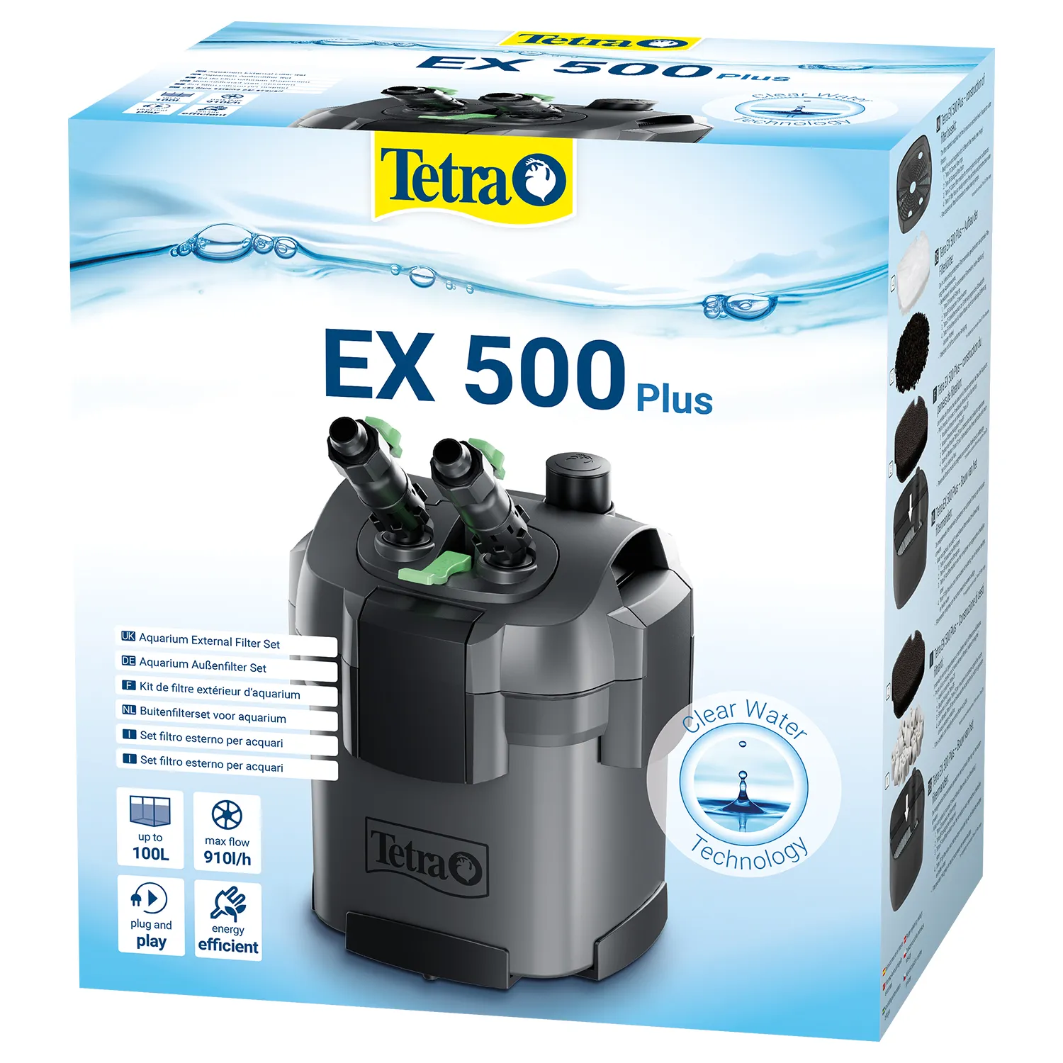 Tetra EX 500 Plus наружный фильтр для аквариумов объемом до 100 л (910 л/г) – 5,5 Вт