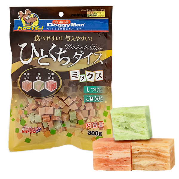 DoggyMan Mixed Dice Treats ДОГГИМЕН КУБИКИ МИКС курица, говядина, треска лакомство для собак , 0.3 кг.