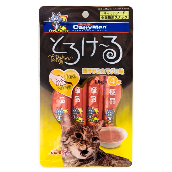 CattyMan Chicken&Tuna КЭТТИМЕН ВКУСНЕЙШИЕ КУРИЦА ТУНЕЦ жидкое лакомство для котов , 4 шт. х 16 г см.