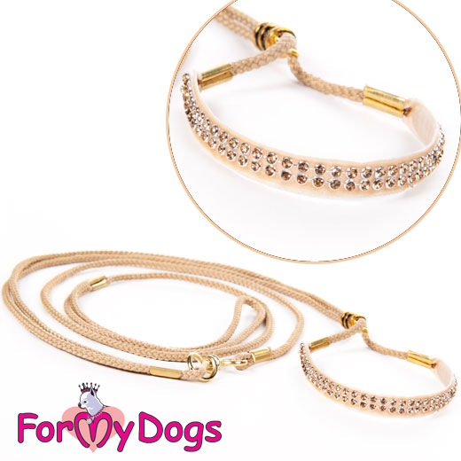 For My Dogs Ринговка бежевая с кристаллами