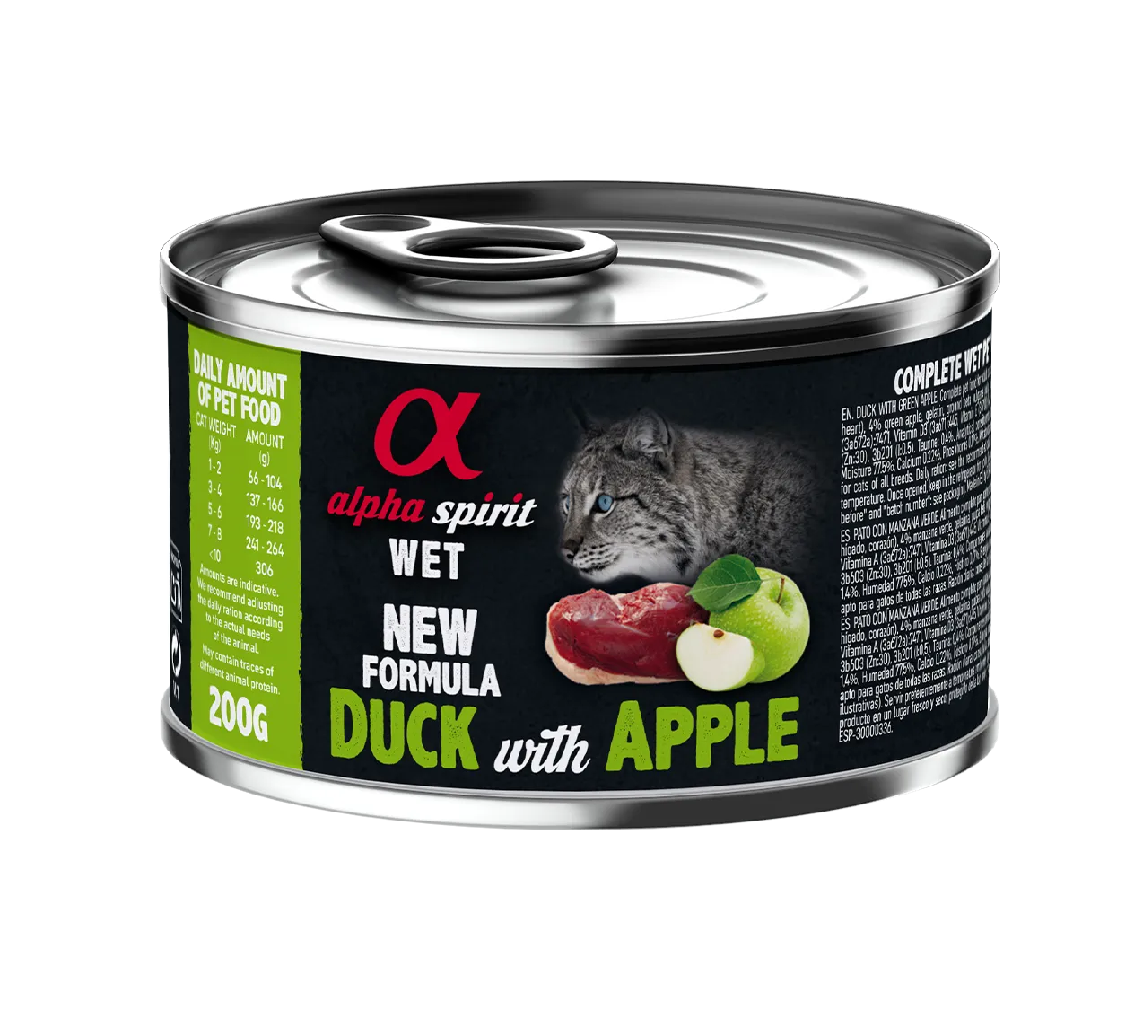 Alpha Spirit Cat Adult Duck with Green Apple влажный корм с уткой и зелеными яблоками для взрослых кошек (паштет) – 200 г