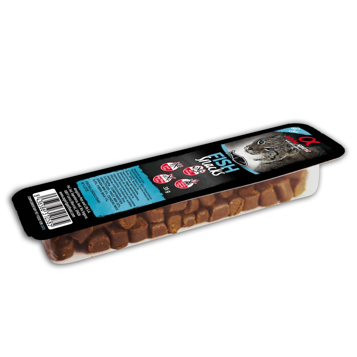 Alpha Spirit CAT Snacks Fish полувлажное лакомство для кошек с рыбой (кубики) - 35 г