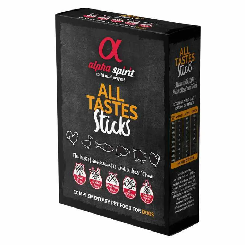 Alpha Spirit DOG Sticks ALL 6 Tastes in One напіввологий смаколик для собак (6 смаків по 40 г) у вигляді паличок - 240 г