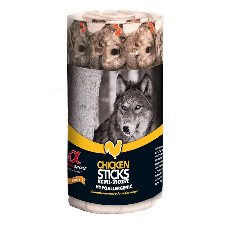 Alpha Spirit DOG Sticks Chicken полувлажное лакомство для собак (палочки с курицей х16) - 160 г
