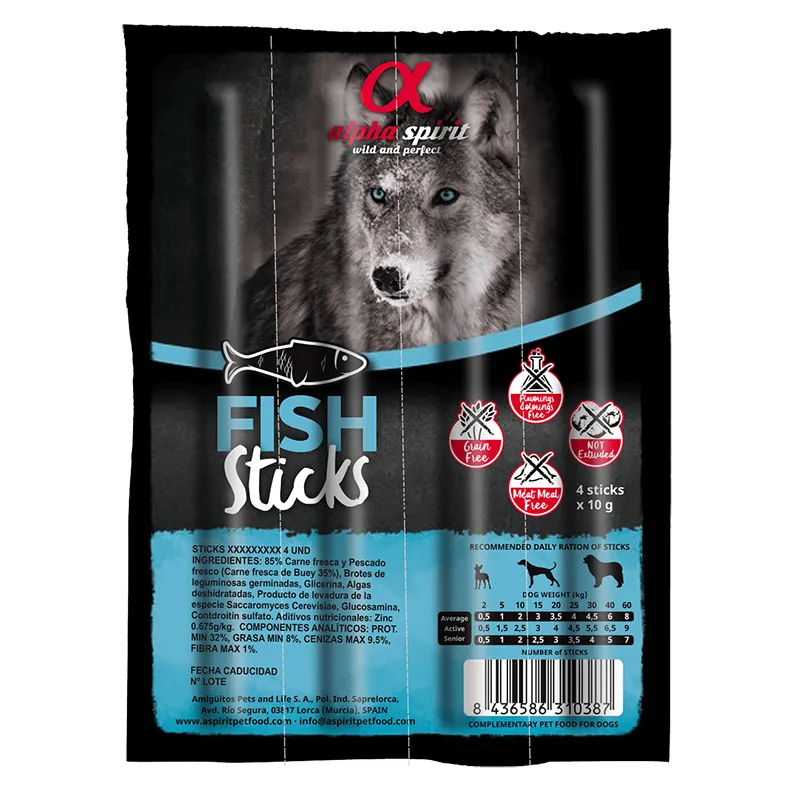 Alpha Spirit DOG Sticks Fish напіввологий смаколик для собак (палички з рибою х4) - 40 г