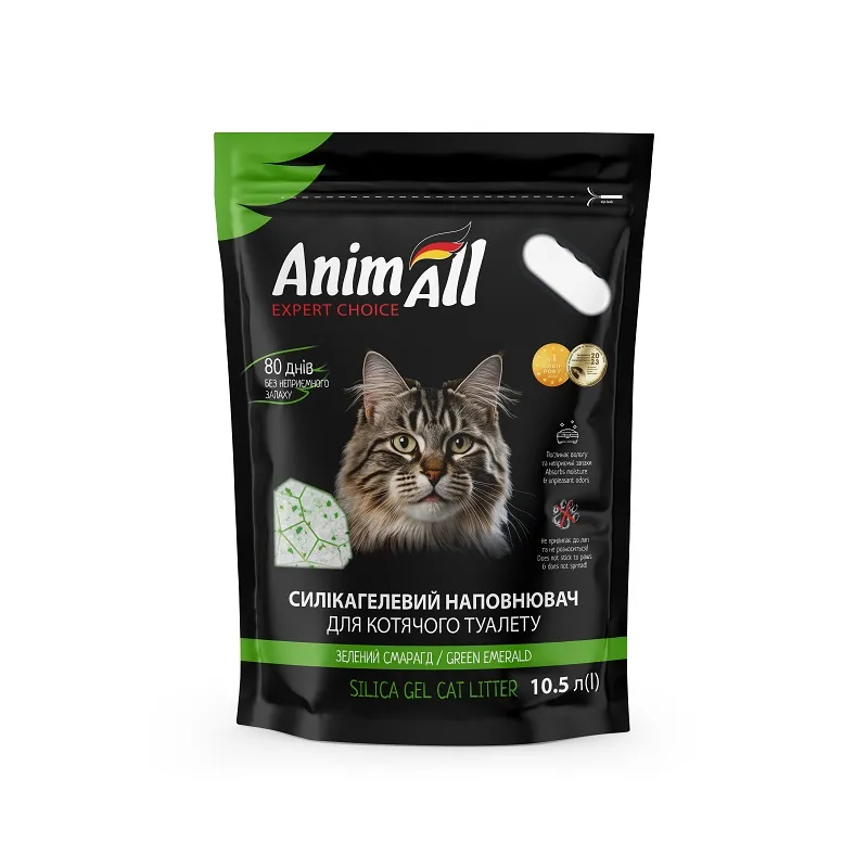 AnimAll Cat litter Green Emerald наполнитель силикагелевый Зеленый изумруд для кошачьего туалета (4,4 кг) - 10,5 л