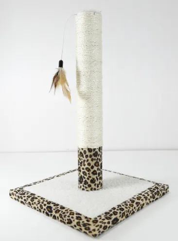 AnimAll когтеточка-столбик с леопардовым принтом и перышком Сизаль (размер: 30х30х42 см)