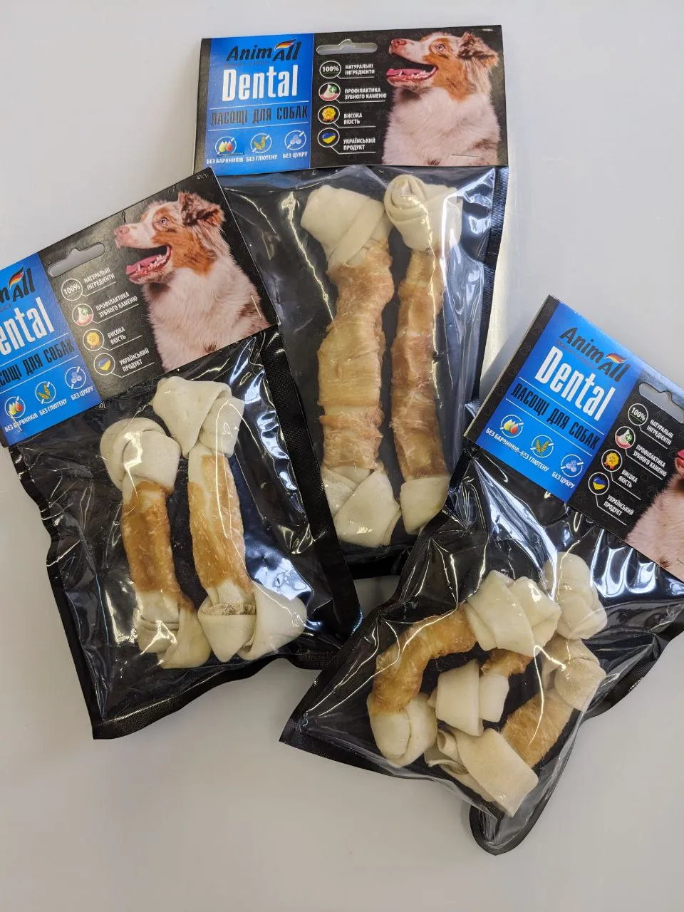 AnimAll Dental лакомство кость баварская узловая с мясом курицы, 10-12 см, для собак, 20 шт,