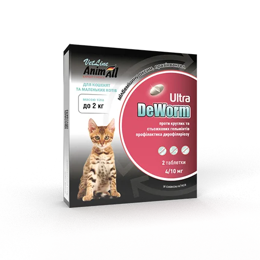 AnimAll DeWorm Ультра для кошек и котят до 2 кг, 2 таб