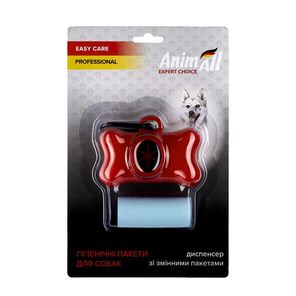 AnimAll диспенсер со сменными пакетами 1 рулон/15 шт, красный