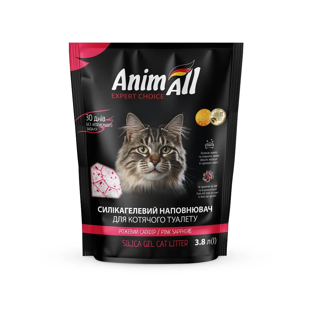 AnimAll силикагелевый наполнитель Розовый сапфир, для кошек, 3.8 л (1.6 кг)