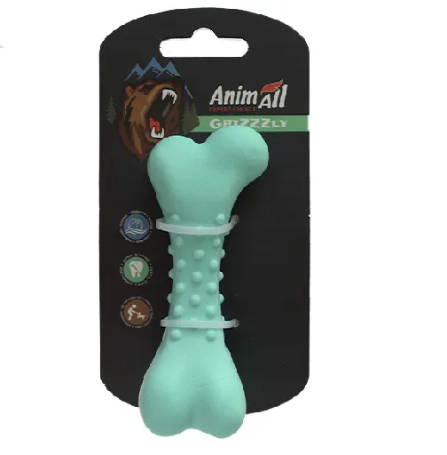 AnimAll GrizZzly игрушка для собак, кость, зеленая, 11×4.7 см