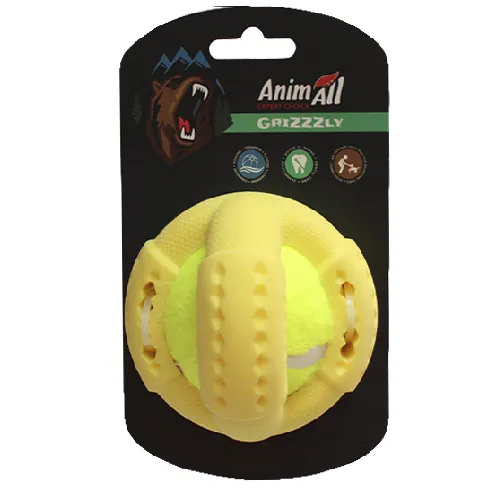 AnimAll GrizZzly игрушка для собак, теннисный мяч, желтый, 9.2 см
