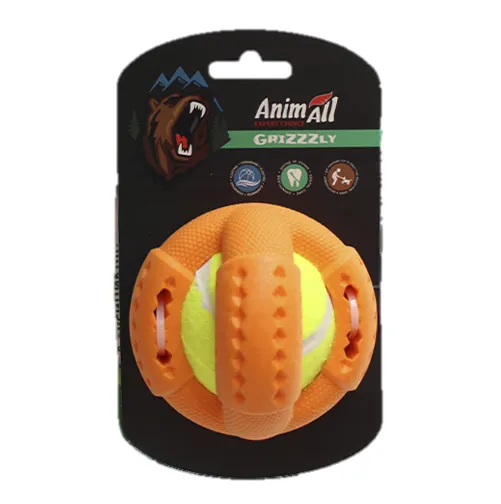 AnimAll GrizZzly игрушка для собак, теннисный мяч, желто-оранжевый, 9.2 см