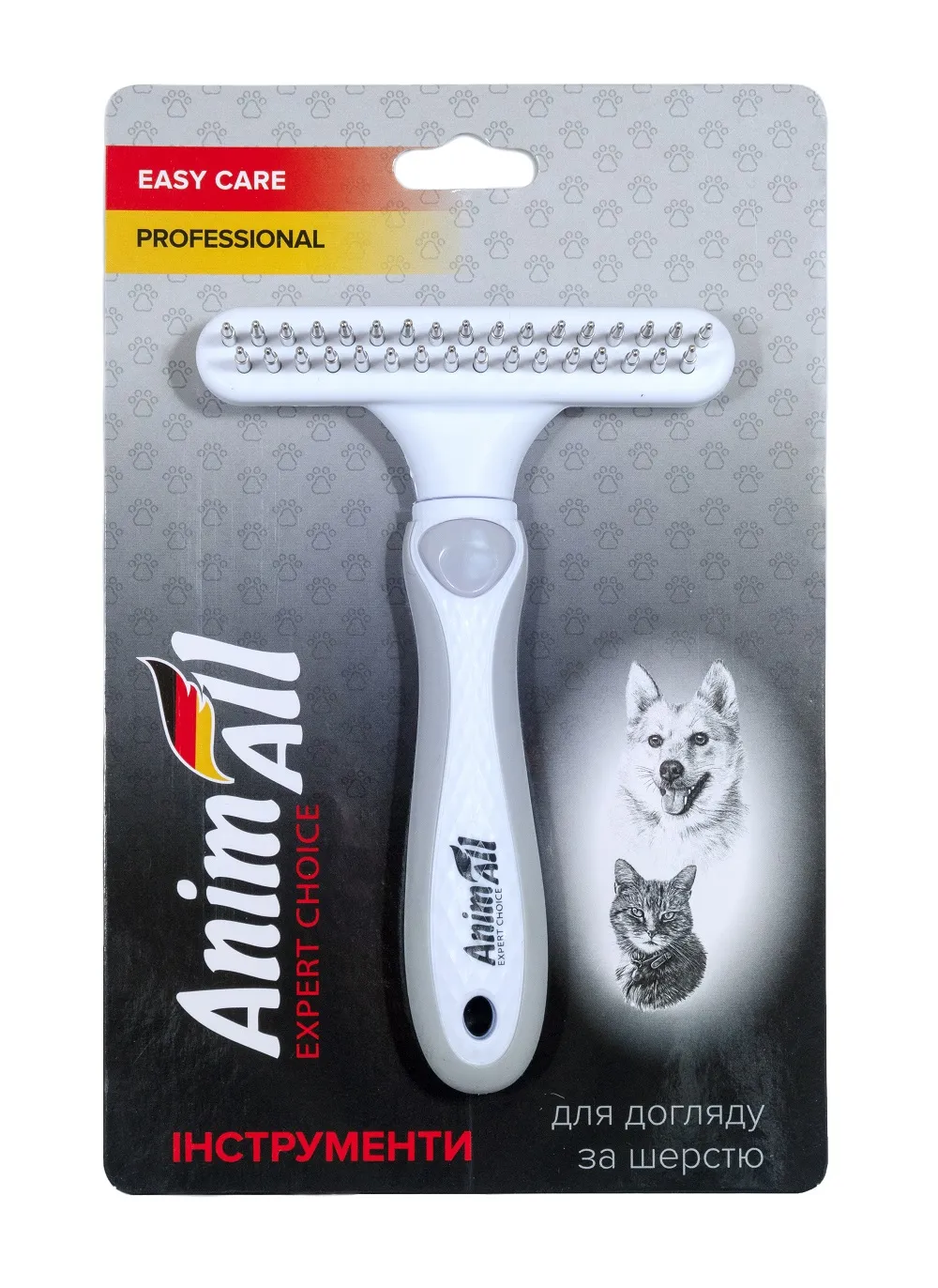 AnimAll Groom расческа-грабли для собак и кошек, Серая