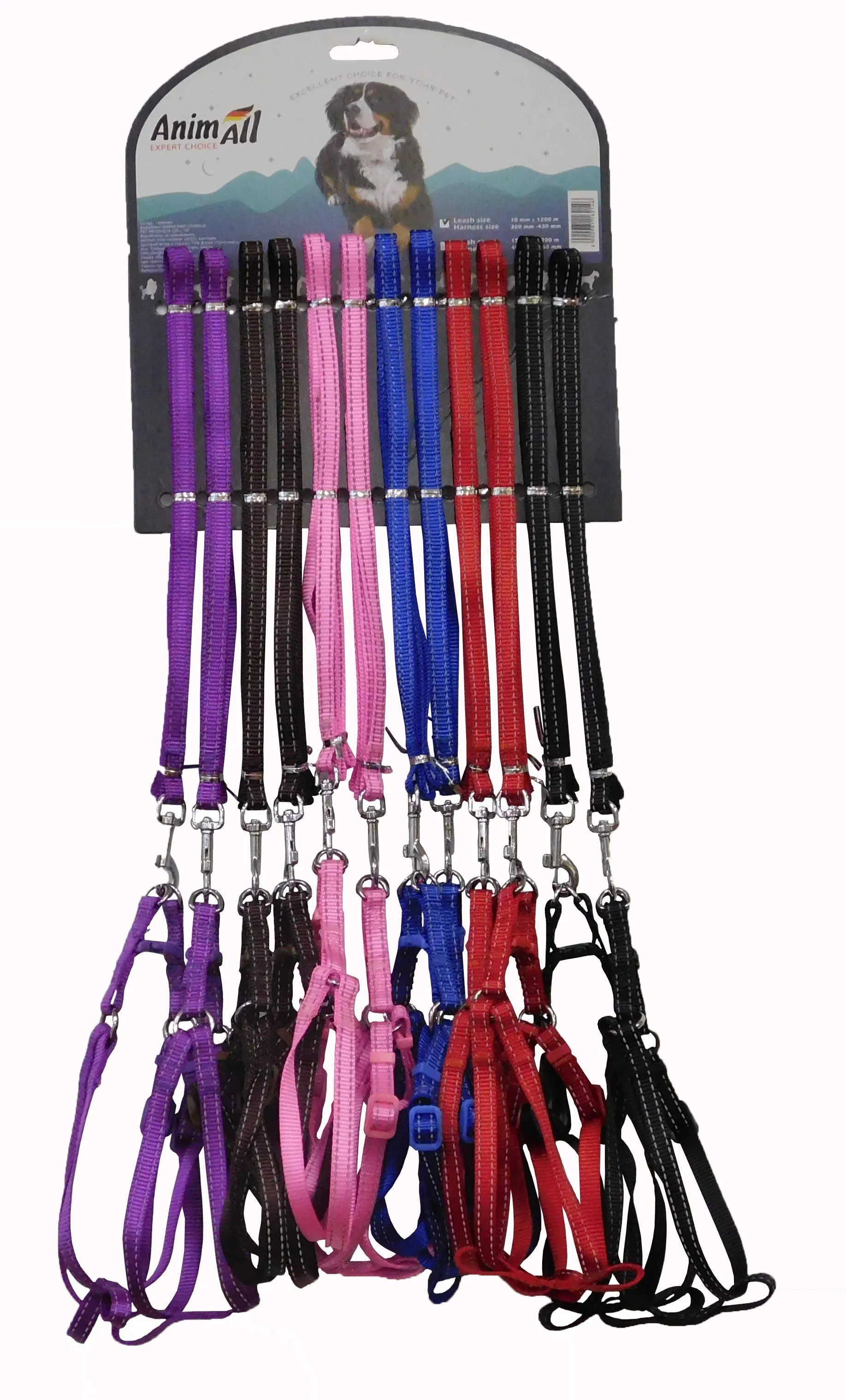 AnimAll поводок+шлейка на блистере для собак 10ммх1200мм, 12штук HJ_LH206-2