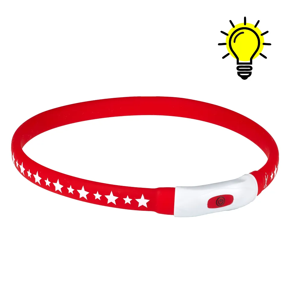 AnimAll LED ошейник для собак, размер M, 55 см, красный