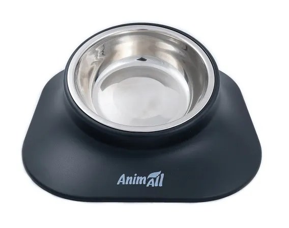 AnimAll Миска металева на підставці для собак та котів, чорна 420 мл