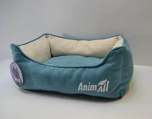 AnimAll Nena Velours Breeze лежанка для собак, бежево-бирюзовая, S (45×35×16)