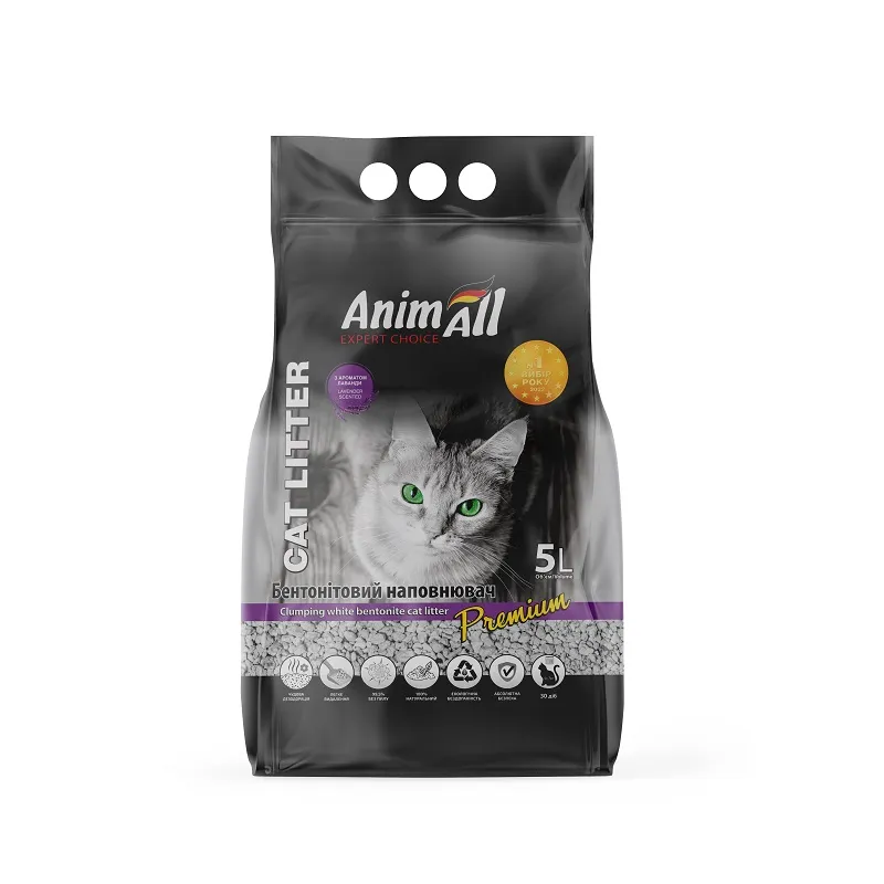 AnimAll Premium Lavender бентонитовый наполнитель с ароматом лаванды, для кошек, 5 л