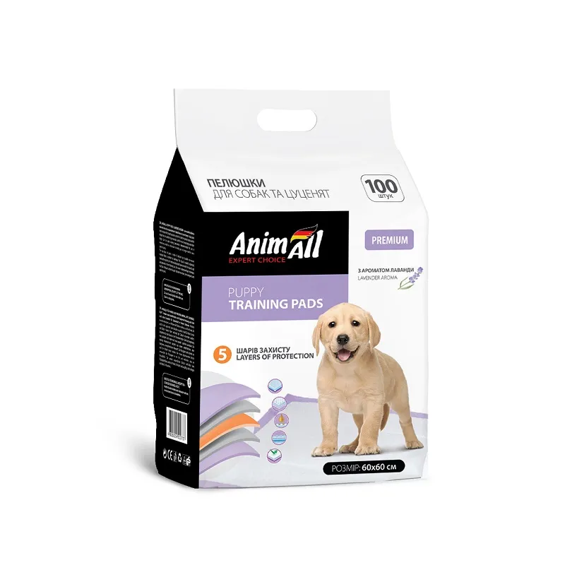 AnimAll Puppy Training Pads пелюшки для собак і цуценят, з ароматом лаванди, 60×60 см, 100 шт