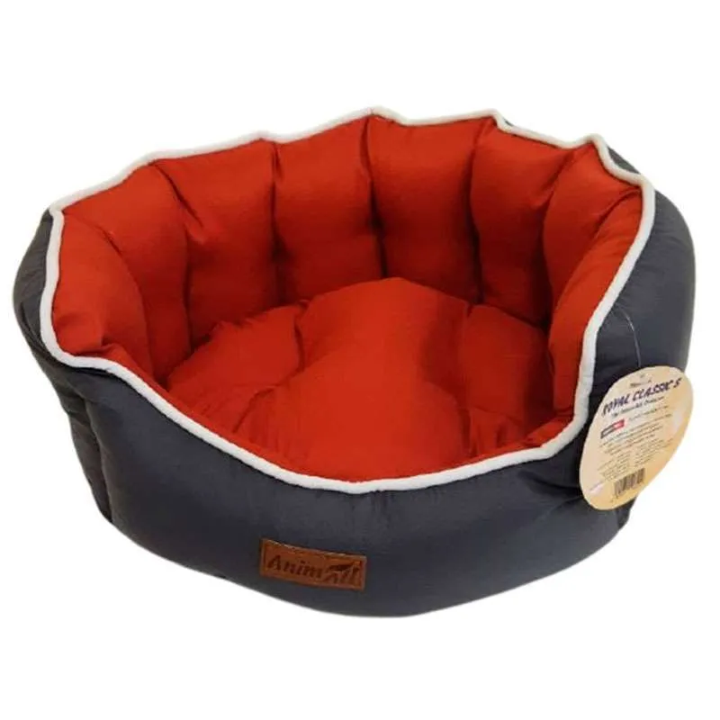 AnimAll Rolyal Classic S GRAY-RED лежанка для собак і котів, сіро-червона, 48×42×20 см